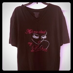 Nautica V Neck Tee size XL Lashes Bling